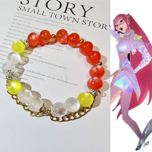 Smile House KPop Demon Hunters Huntrix Mira ALL White Performance Suit Inspired Round Beads Bracelet