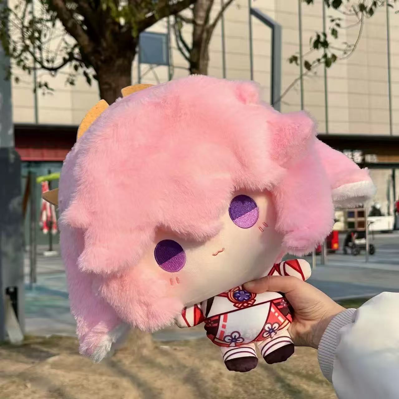 Smile House Fanmade Plushies Female Pink Big Head 30CM Plush Doll With Headpiece