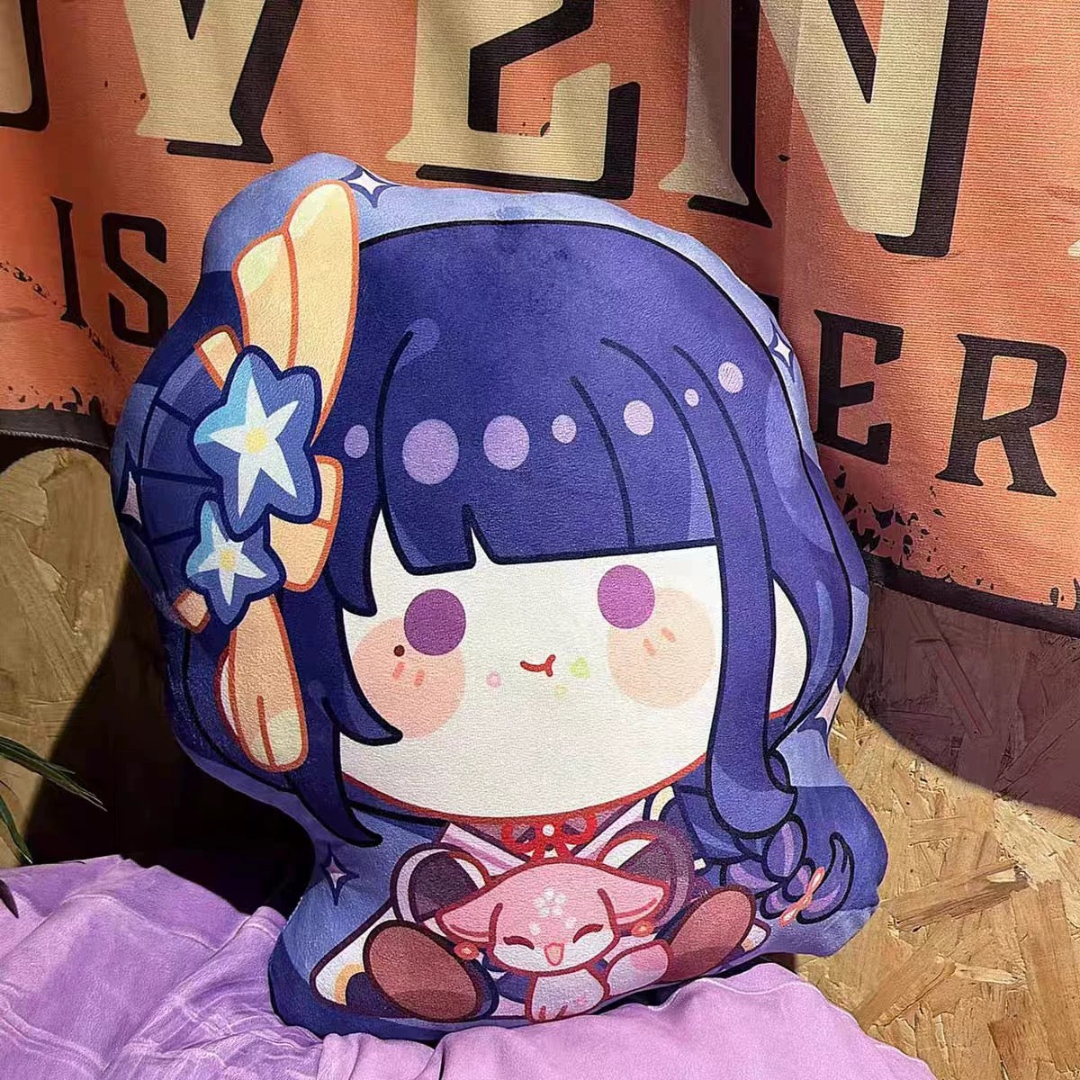 Smile House Genshin Impact Pillow Raiden Shogun Plush Doll 38CM