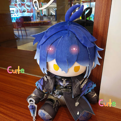 Smile House Fanmade Plushies Man Blue Hair Yellow Eyes Staring Style Sitting Plush Doll