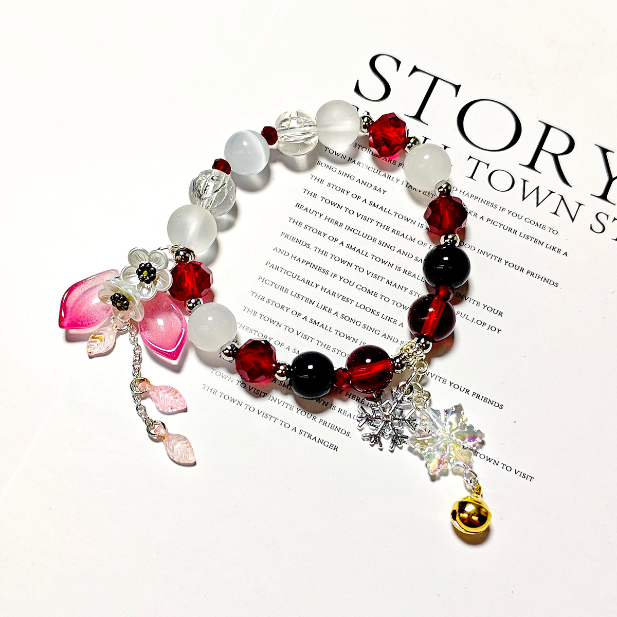 Smile House Fanmade Inspired Handemade Round Bracelet Red With Black