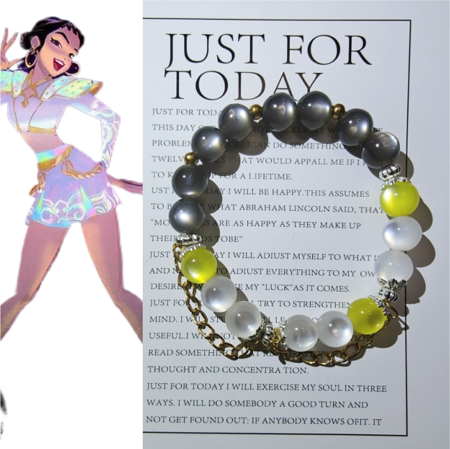 Smile House KPop Demon Hunters Huntrix Zoey ALL White Performance Suit Inspired Round Beads Bracelet