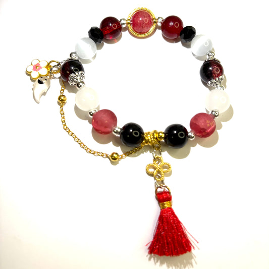 Smile House Fanmade Handmade Cherries Snow-Laden Inspired Round Bracelet