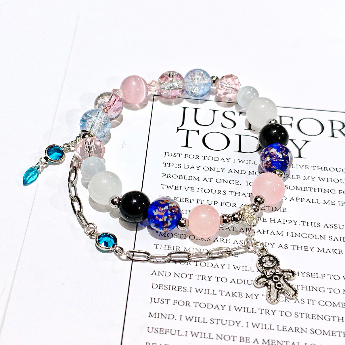 Smile House Fanmade Inspired Handemade Round Bracelet Pink With Black