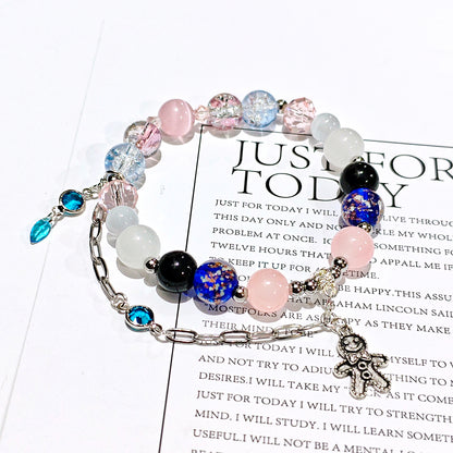 Smile House Fanmade Inspired Handemade Round Bracelet Pink With Black