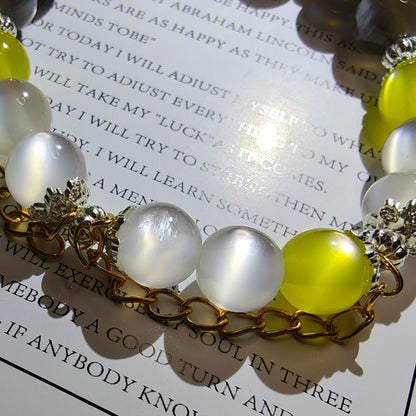 Smile House KPop Demon Hunters Huntrix Zoey ALL White Performance Suit Inspired Round Beads Bracelet