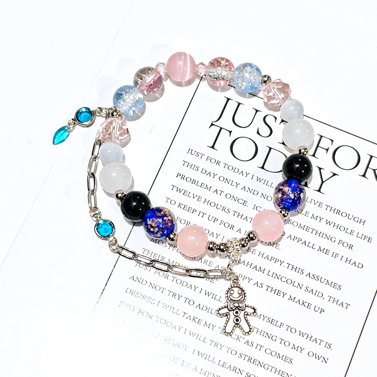Smile House Fanmade Inspired Handemade Round Bracelet Pink With Black