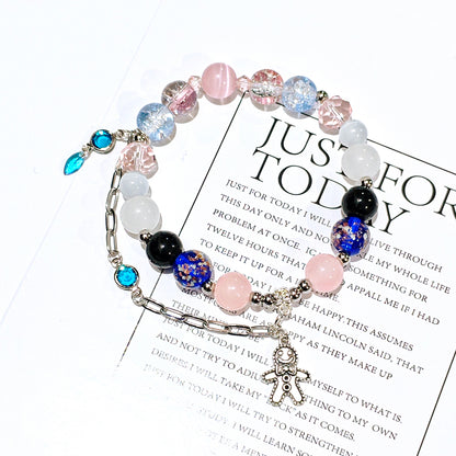 Smile House Fanmade Inspired Handemade Round Bracelet Pink With Black