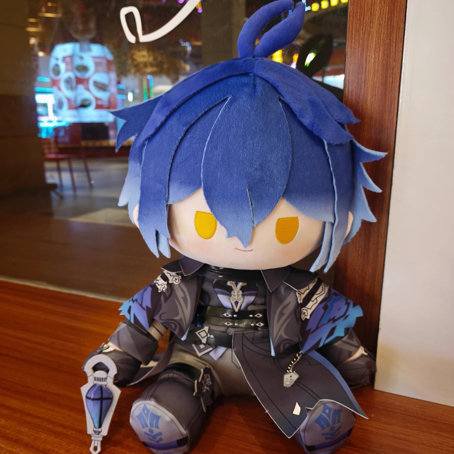Smile House Fanmade Plushies Man Blue Hair Yellow Eyes Staring Style Sitting Plush Doll