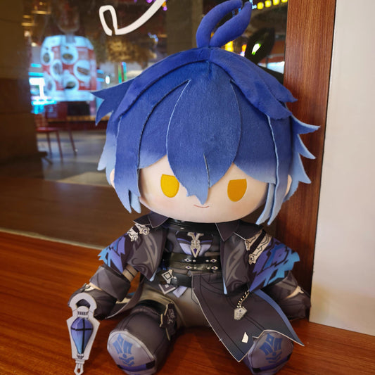 Smile House Fanmade Plushies Man Blue Hair Yellow Eyes Staring Style Sitting Plush Doll