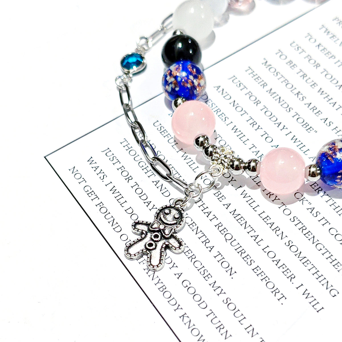 Smile House Fanmade Inspired Handemade Round Bracelet Pink With Black