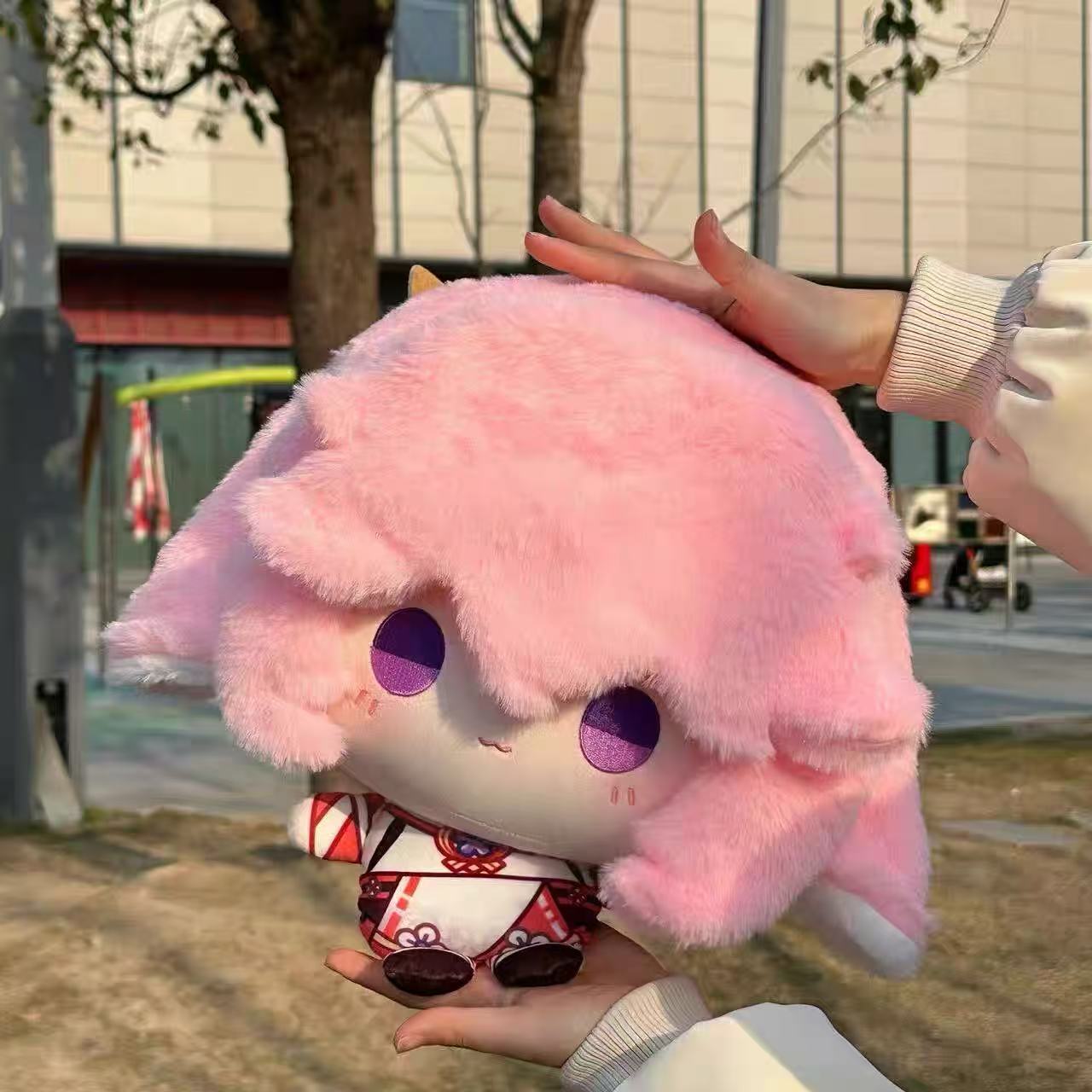 Smile House Fanmade Plushies Female Pink Big Head 30CM Plush Doll With Headpiece