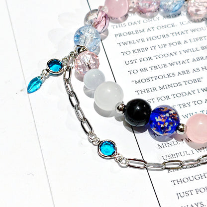 Smile House Fanmade Inspired Handemade Round Bracelet Pink With Black