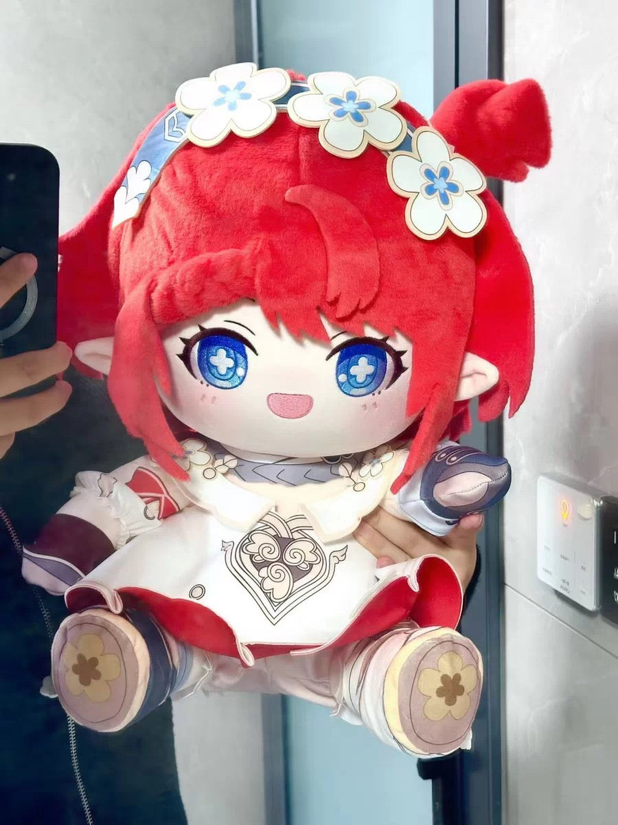 Smile House Fanmade Plushies Red Hair Flowers BIg Eyes Style Sitting Plush Doll