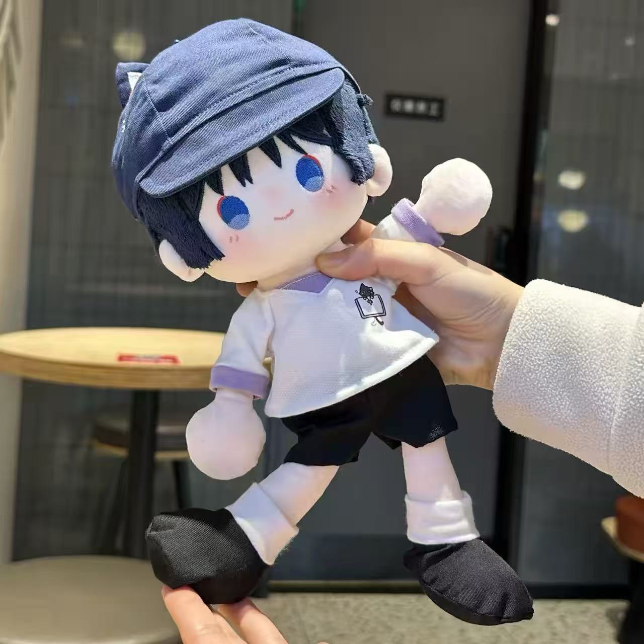 Smile House Fanart 30CM Standing Plush Doll Blue Hair With Hat