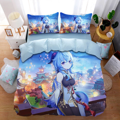 Smile House Genshin Impact Character Quilt Cover Set With Pillow Cover