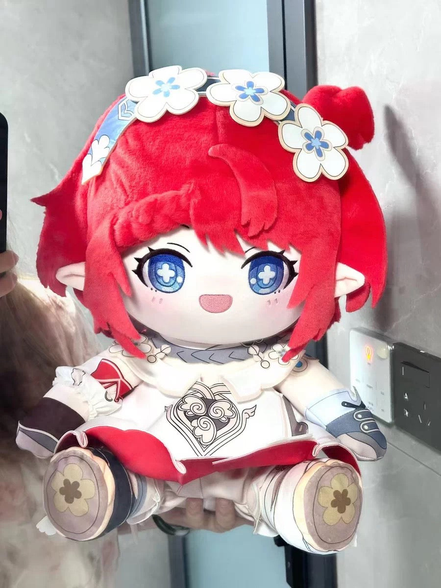 Smile House Fanmade Plushies Red Hair Flowers BIg Eyes Style Sitting Plush Doll
