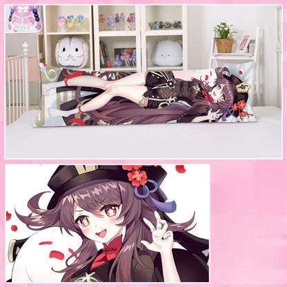 Smile House Genshin Impact Hutao Body Pillow Cover Two Sides Image
