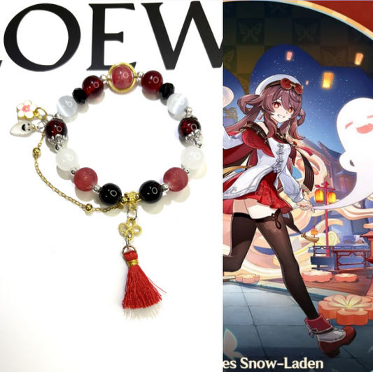 Smile House Genshin Impact Hutao Hu Tao Cherries Snow-Laden Inspired Round Bracelet