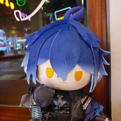 Smile House Fanmade Plushies Man Blue Hair Yellow Eyes Staring Style Sitting Plush Doll