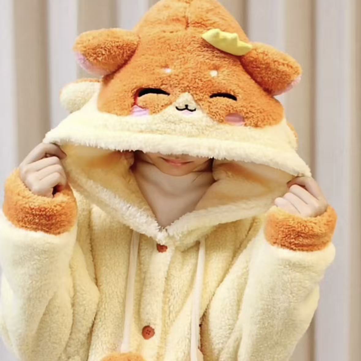 Smile House Fanmade Cute Plush Doll Yellow Plushies Pajamas Sleepwear